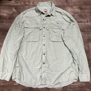 LL Bean Green Button Front Shirt Size Large
